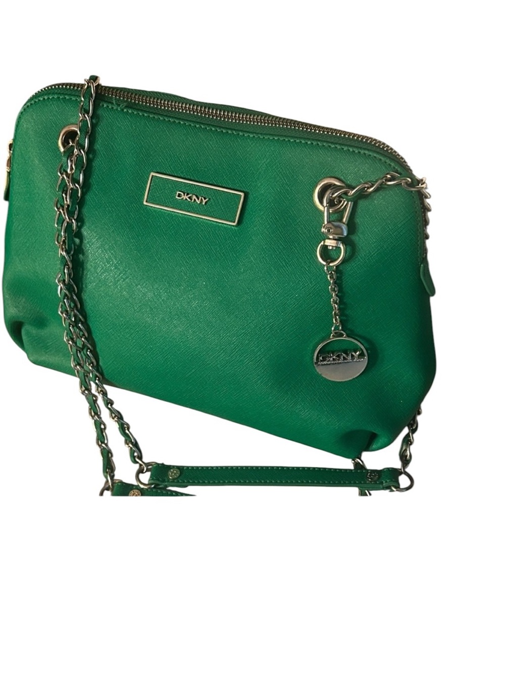 DKNY Emerald Green Shoulder Bag with Chain Straps…offers welcomed